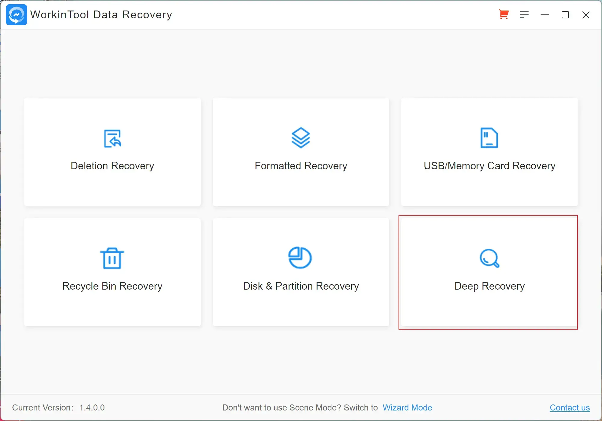 choose deep recovery in workintool data recovery