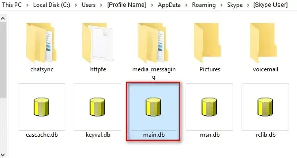find main db in skype folder
