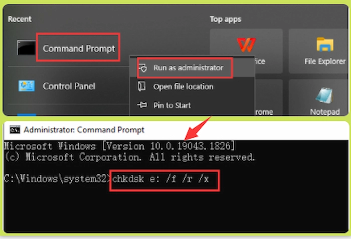 recover corrupted hard drive using cmd