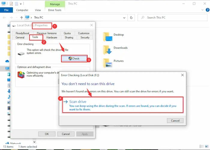 recover corrupted hard drive with error checking