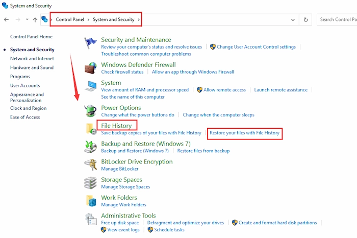 recover corrupted hard drive with file history