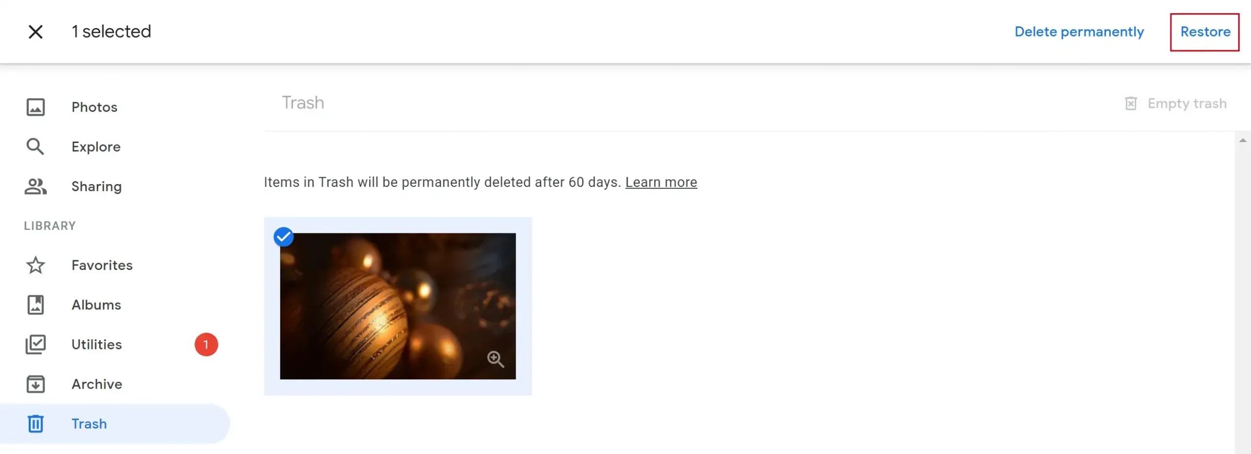 recover deleted photos from google photos in trash
