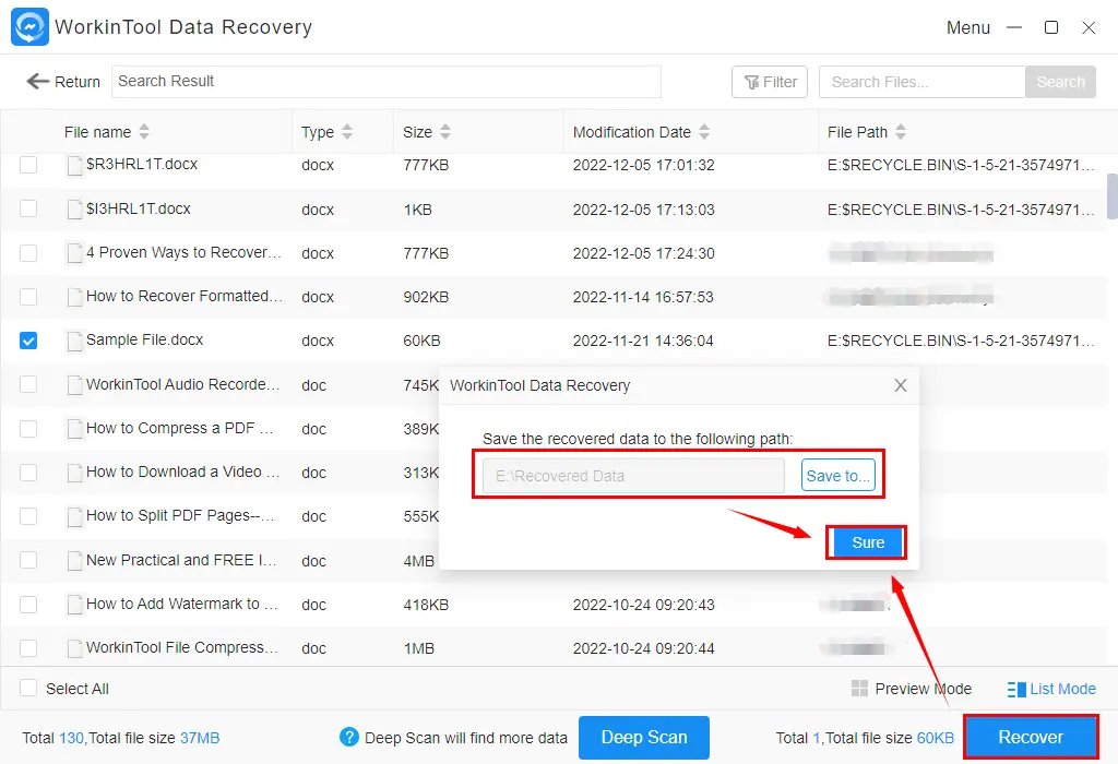 recover files infected by virus in windows with workintool data recovery 1