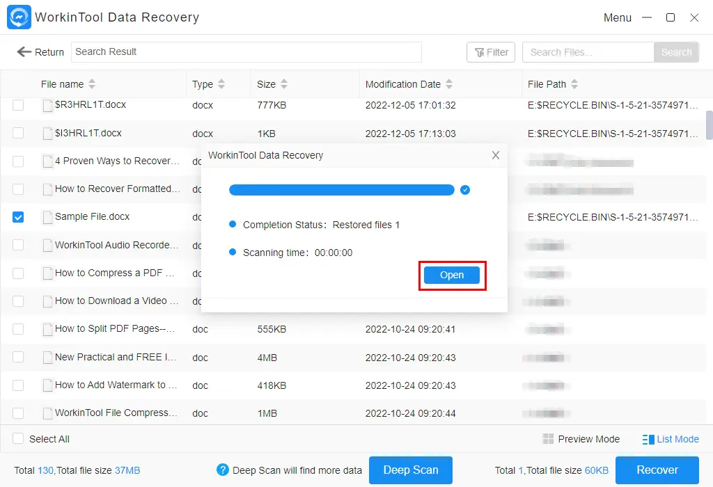 recover files infected by virus in windows with workintool data recovery 2