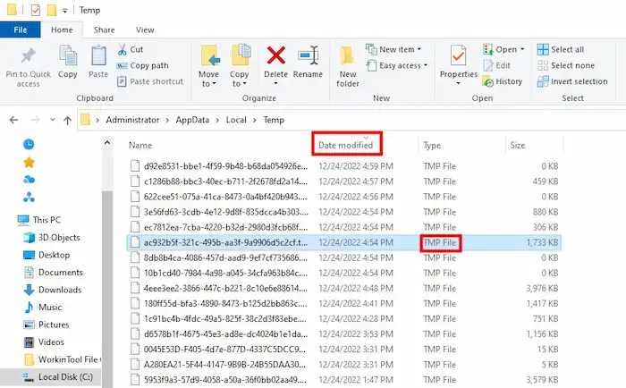recover wordpad document in temp files