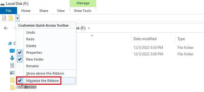 show hidden files on USB drives by file ribbon 1
