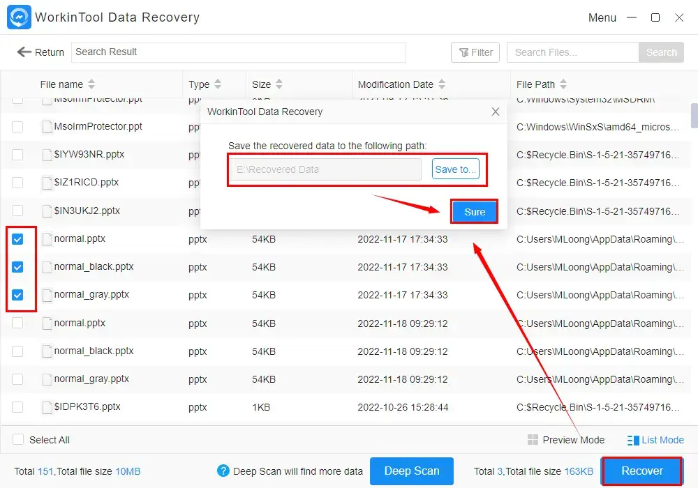show hidden files on USB drives with workintool data recovery 1