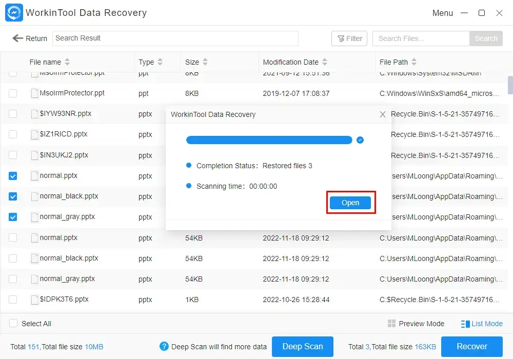 show hidden files on USB drives with workintool data recovery 2