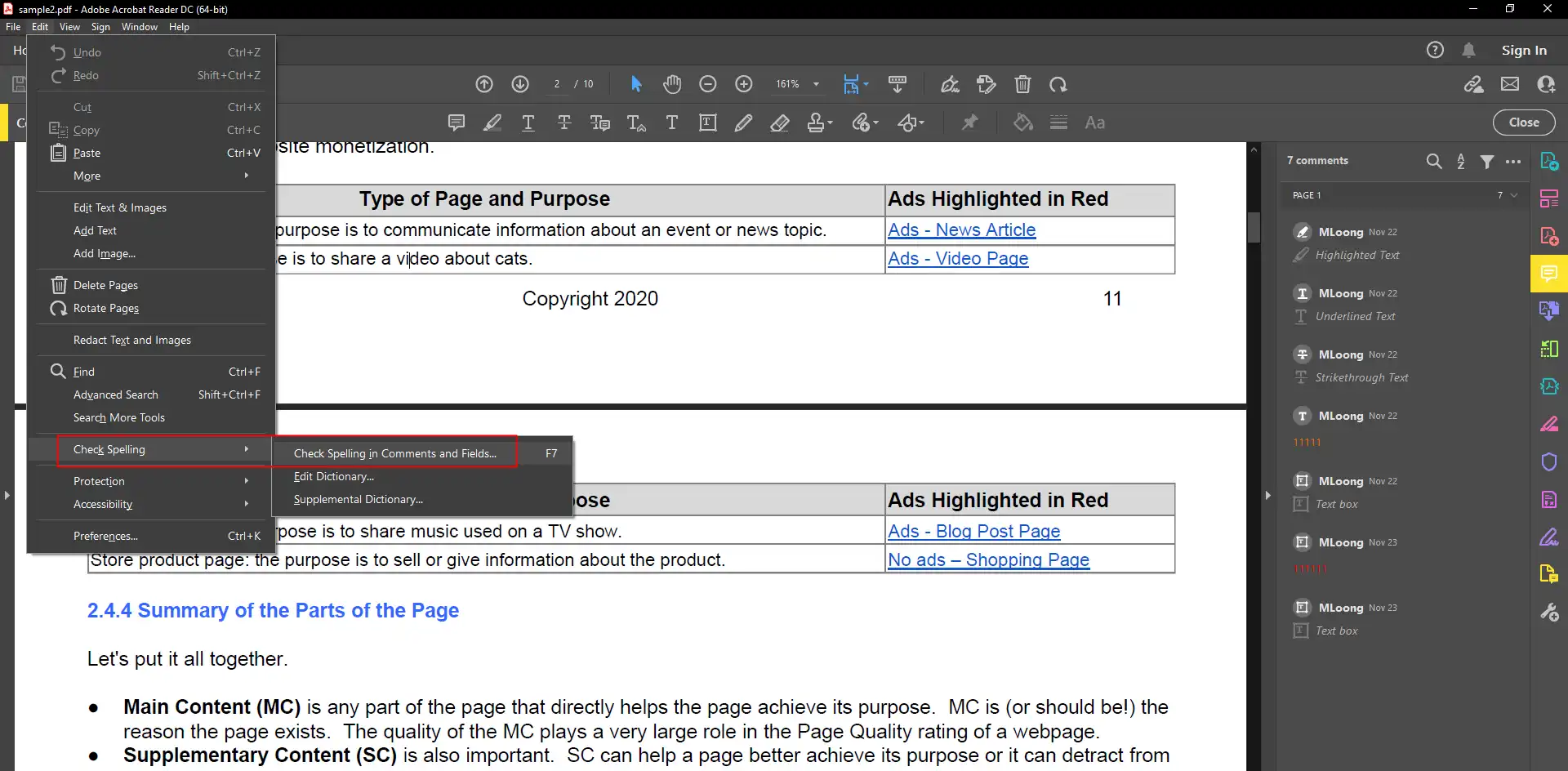 spell check pdf in adobe