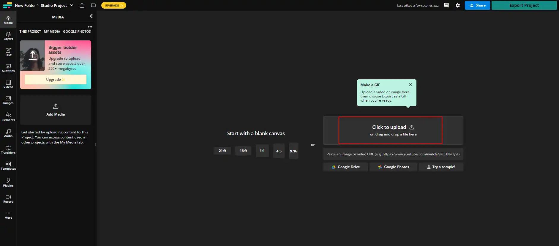 add video clip in kapwing