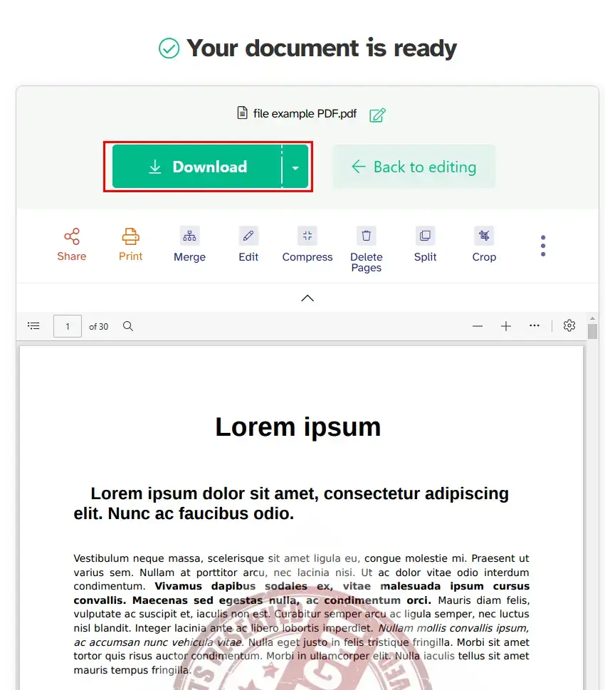 click download in sejda pdf 