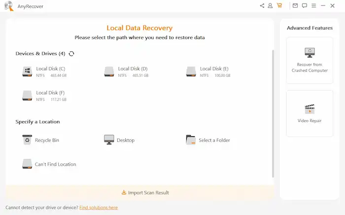 anyrecover disk recovery software
