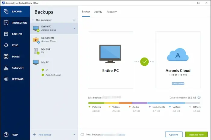 backup and recovery software acronis