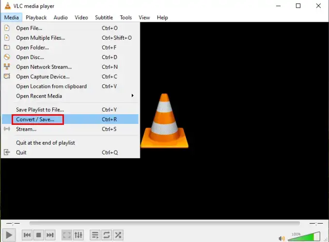 choose convert in vlc