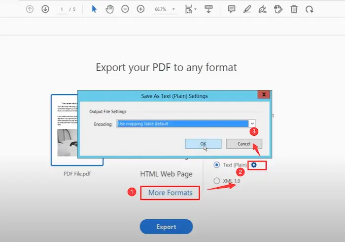 choose the export format in adobe