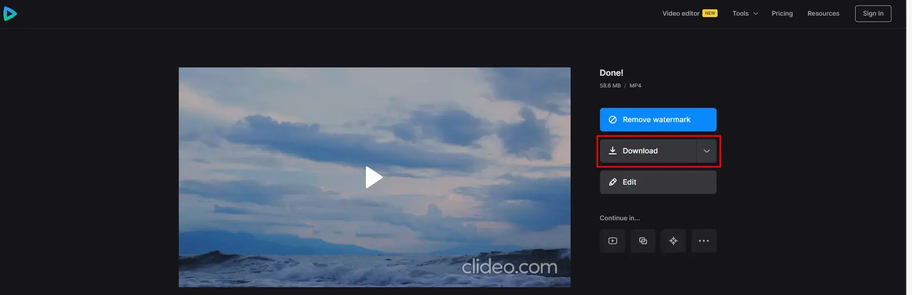how to crop a youtube video through clideo 