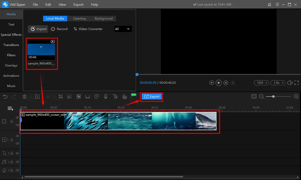 drag an m4v video to the editing bar and click export in workintool vidclipper