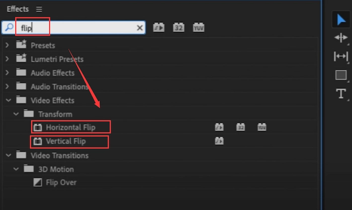 enter filp in the effect search box