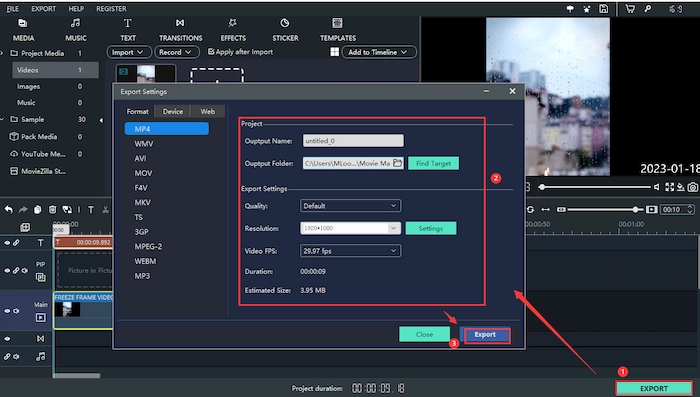 export cropped mp4 in maker