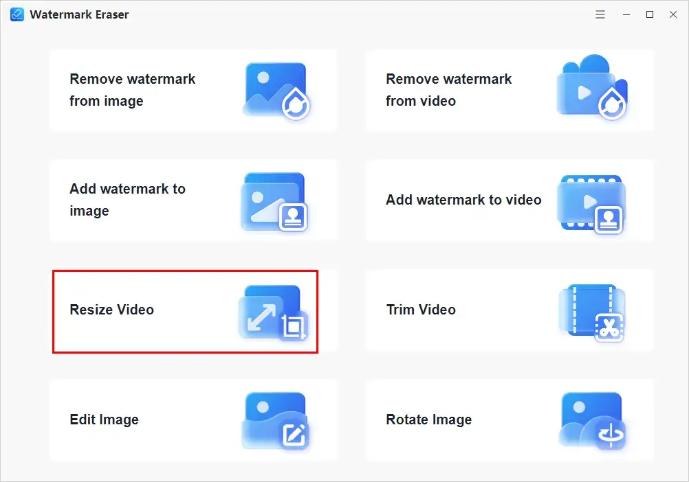 find resize video in workintool watermark eraser