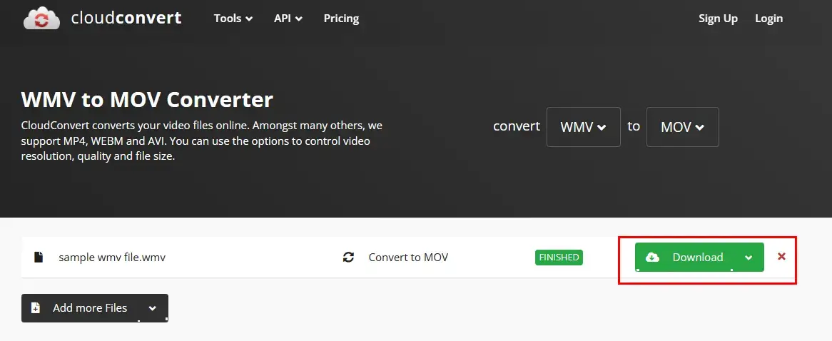 how to convert wmv to mov in cloudconvert 2