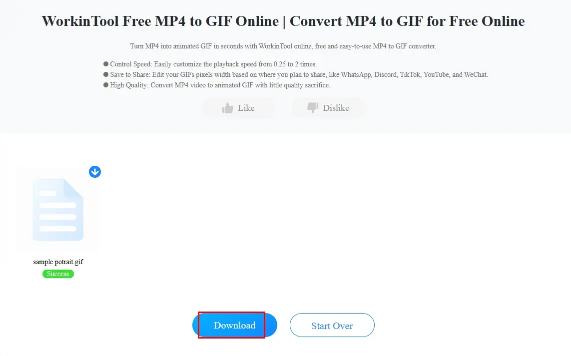 how to make a gif from a video online with workintool online mp4 to gif converter 4