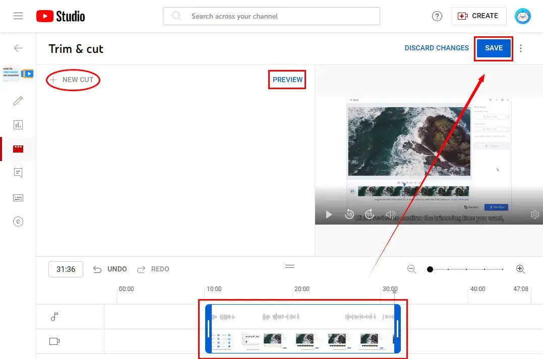 how to trim a youtube video in youtube editor