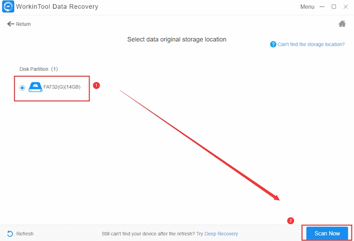 select location of external hard drive files