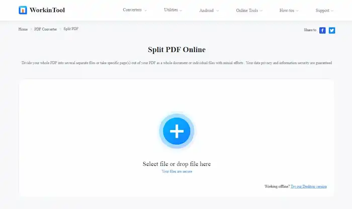 separate pages in pdf workintool online
