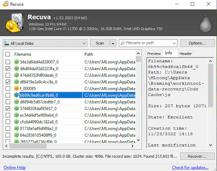 recover data western digital with recuva