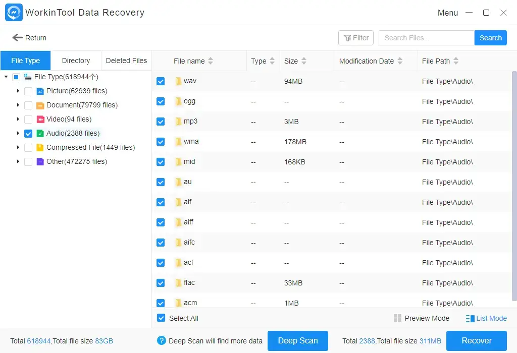 best audio software workintool data recovery