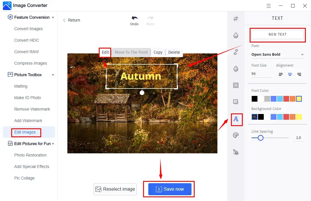 add text to photo with workintool image converter