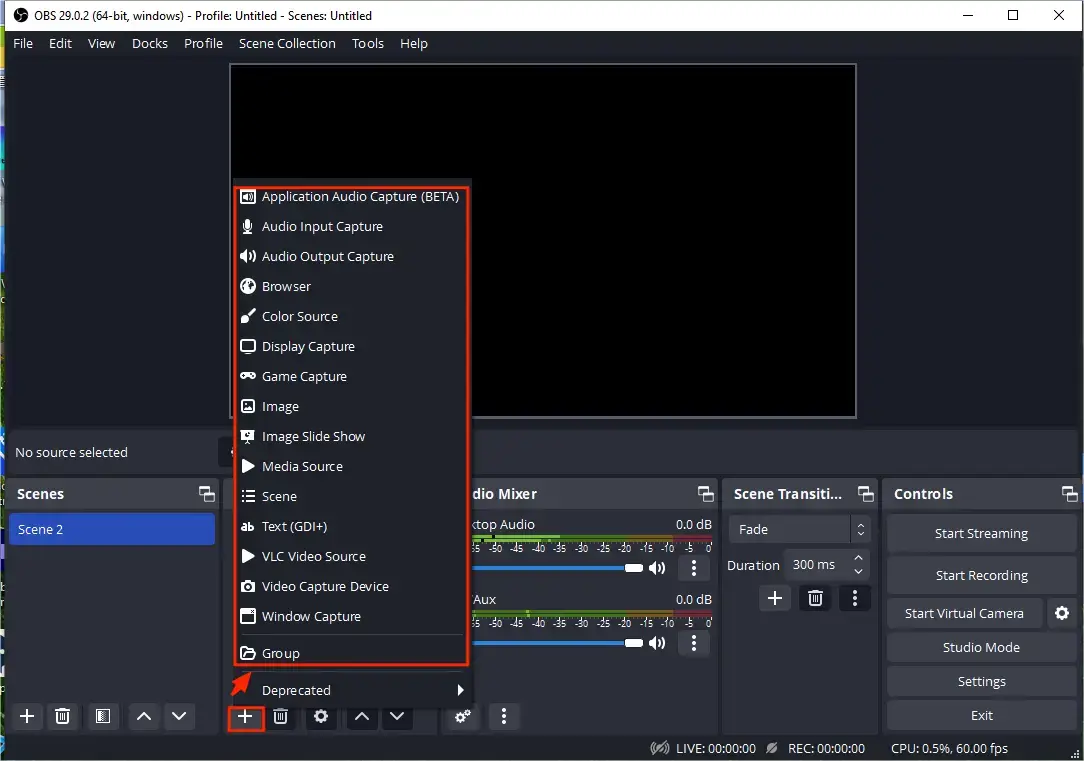choose a recording mode in obs