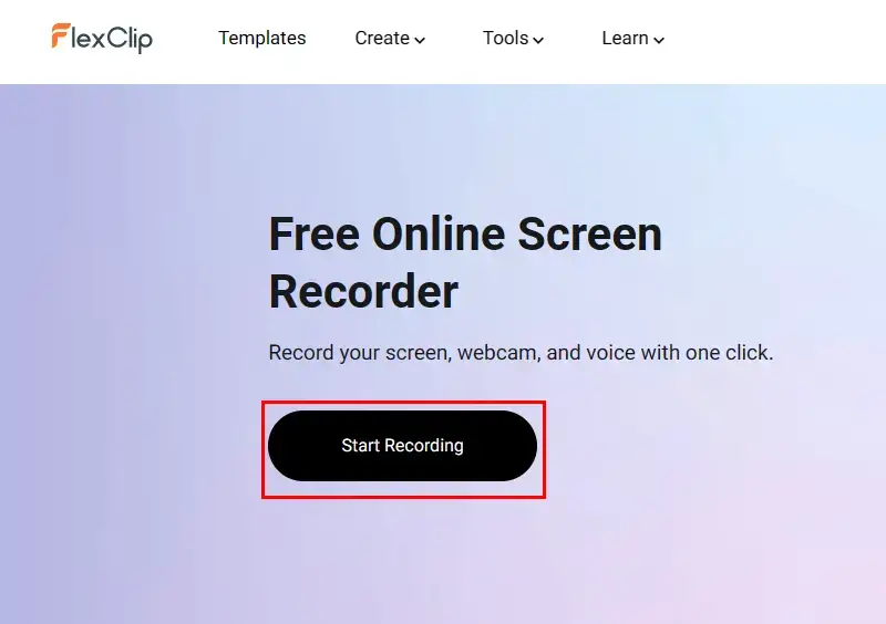 click start recording on flixclip screen recorder opening interface