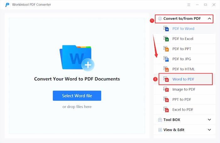 click word to pdf tool in workintool