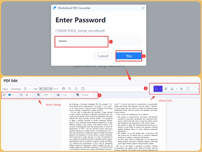 edit a secured pdf with workintool