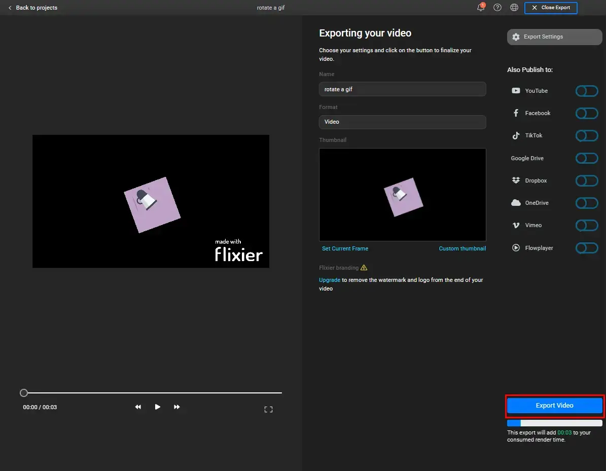 export a rotated gif from flixier