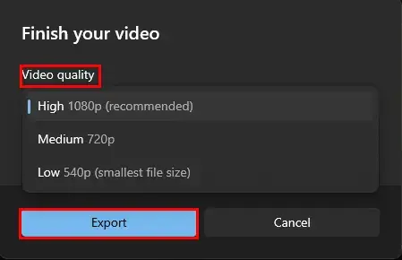 export video from video editor