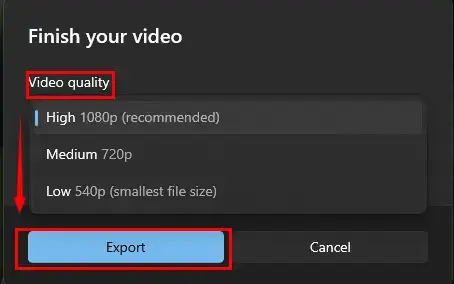 export your video with text from photos