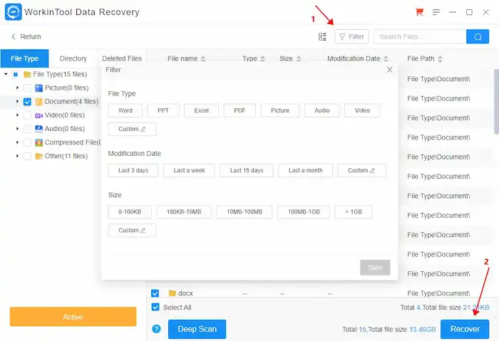 filter illustrator file recovery result