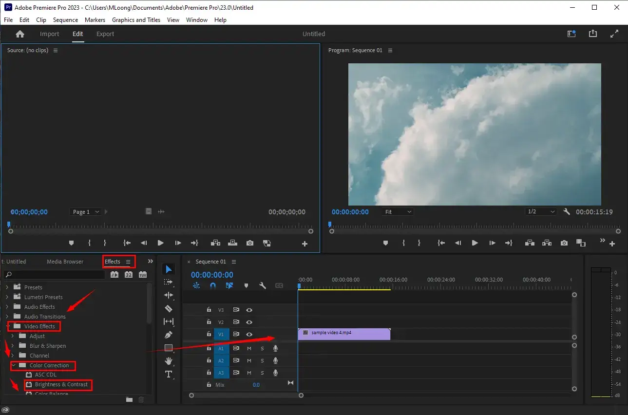 how to brighten a video via adobe premiere pro
