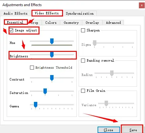 how to brighten a video via vlc