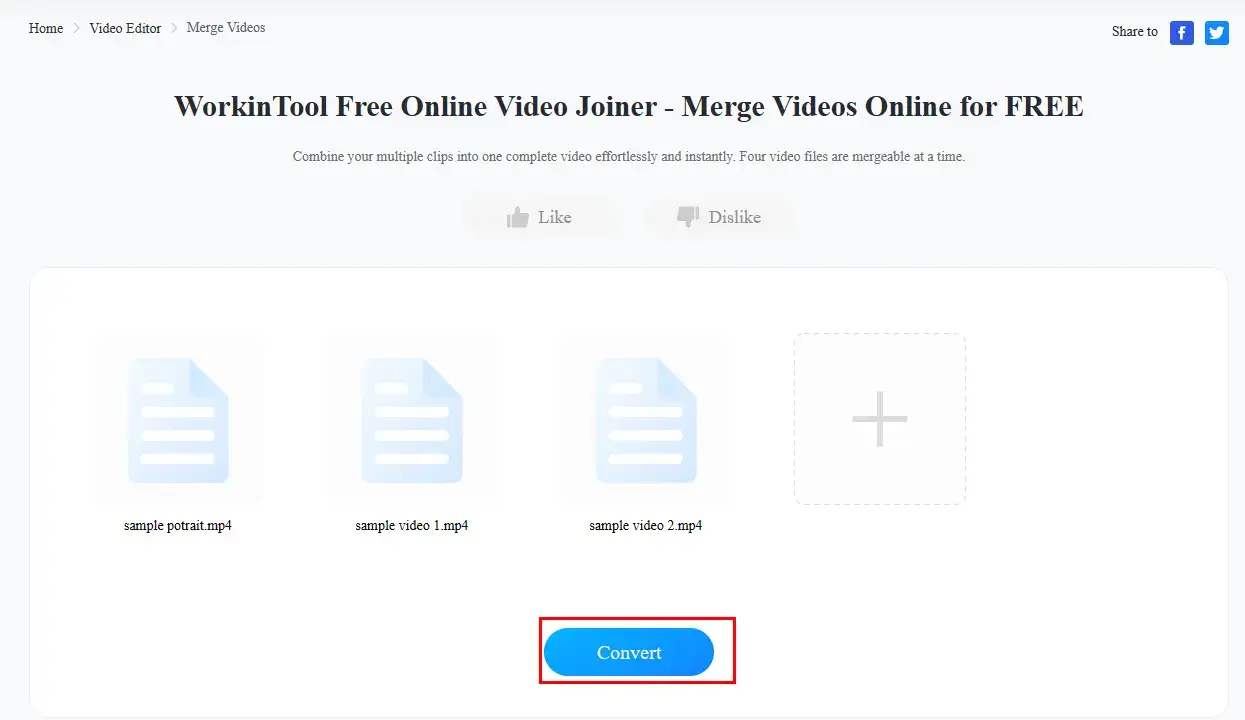 how to combine videos online with workintool online video joiner 2