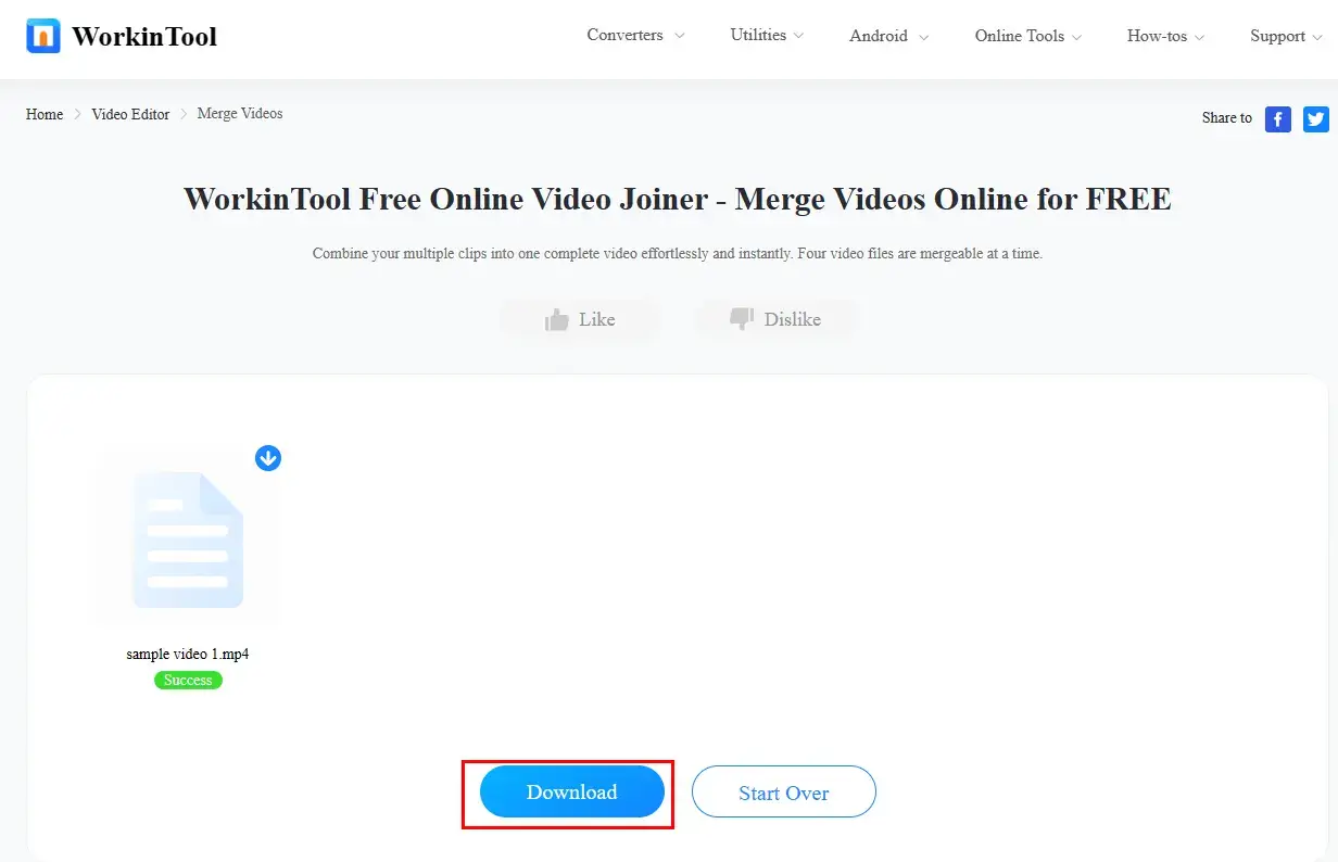 how to combine videos online with workintool online video joiner 3
