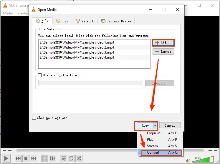 how to combine videos with vlc 1