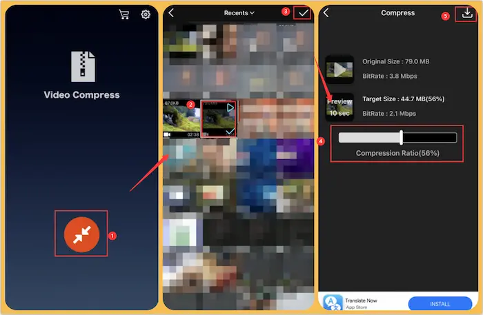 how to compress a mov file on iphone