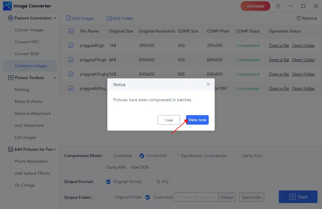 how to compress a png workintool 2