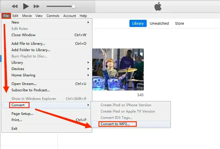 how to convert mp4 to mp3 in itunes