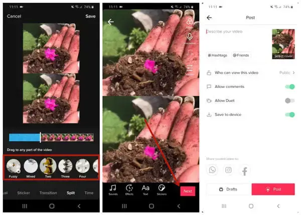 how to make a split screen video on tiktok 3