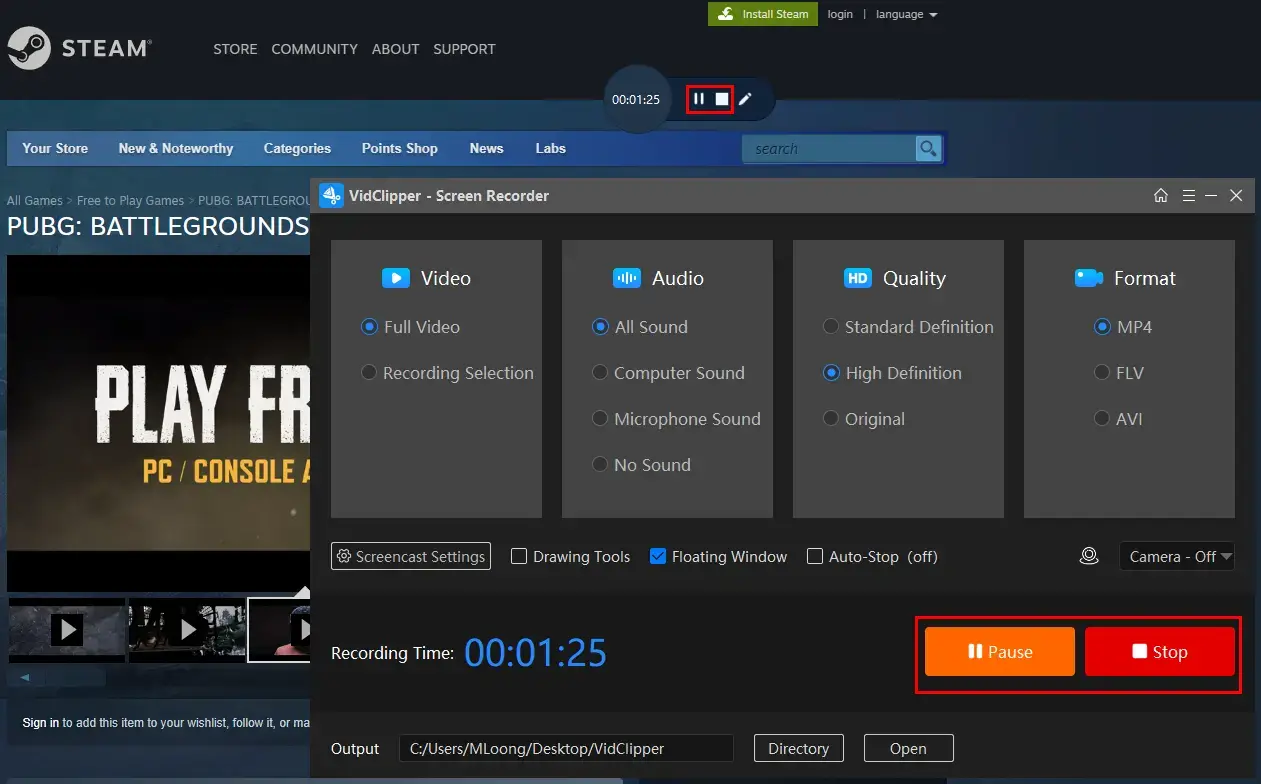 how to record steam games with workintool vidclipper